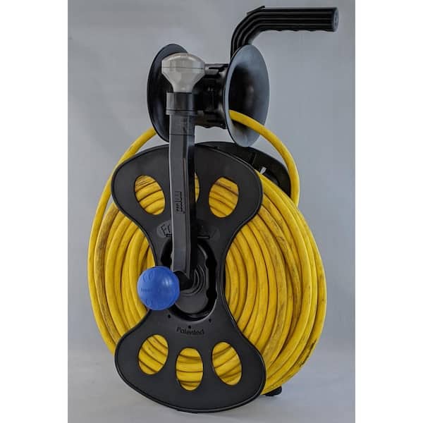 Martin Product Design FreeReel - 100 ft 12/3 Heavy Duty Extension Cord Reel  - 50 ft Air Hose Reel - Cord, Hose, Cable Storage Organizer - - Includes