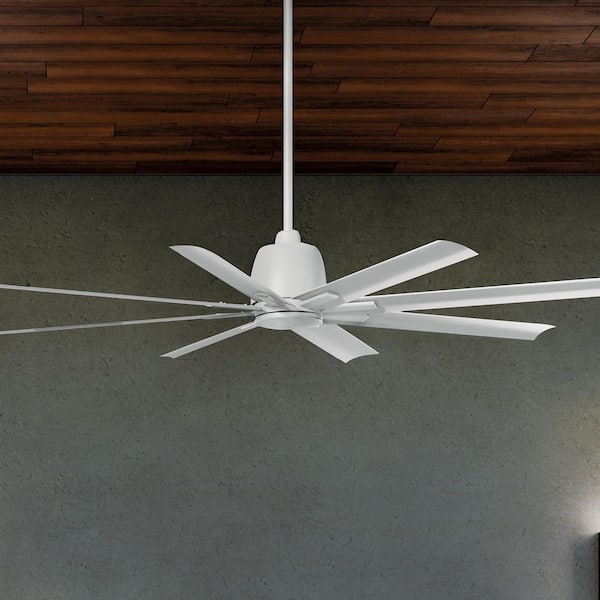 65 Inch Breda 8 Blade Downrod Mount Ceiling Fan in Matte White with Matte White Blades