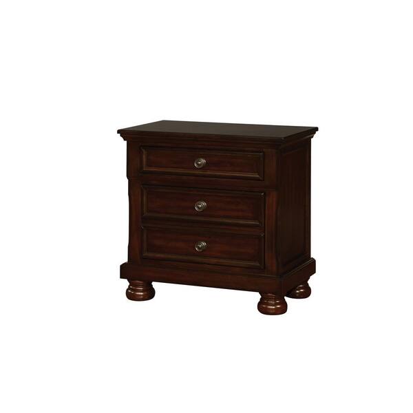 William's Home Furnishing Castor Brown Cherry Transitional Style Nightstand