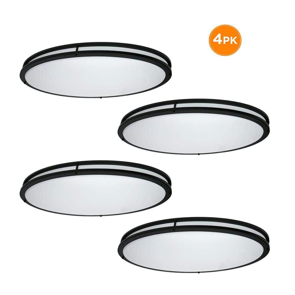 Orbit 32 in. Matte Black Oval LED Flush Mount Ceiling Light 3000 Lumens 42W Adjustable CCT 120V Dimmable (4-Pack) price history on PriceWatchPro