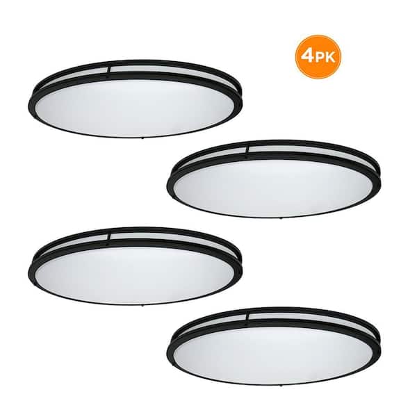 Orbit 32 in. Matte Black Oval LED Flush Mount Ceiling Light 3000 Lumens 42W Adjustable CCT 120V Dimmable (4-Pack)