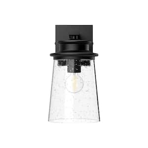 Quincy 6 in. 1-Light 60-Watt Clear Bubble Glass/Textured Black Outdoor Hardwired Wall Sconce