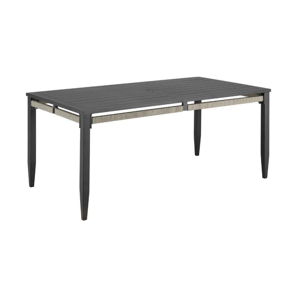 Hosa Gray Rectangular Aluminum Outdoor Dining Table without Extension