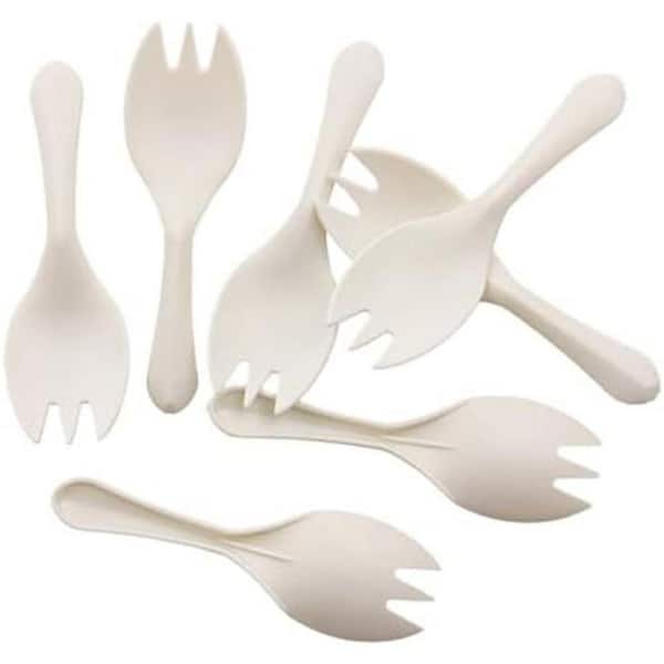 White Clear Disposable Cornstarch Mini Sporks Disposable Tableware Utensils Type 1000-Pieces Per Case