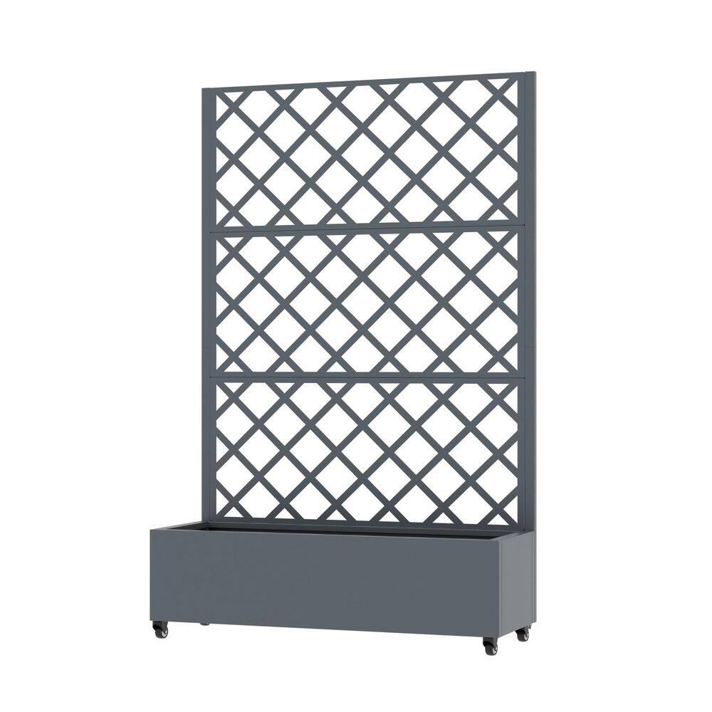 72 in. H x 47 in. W Metal Dark Grey Rectangle Pots and Planter Raised Box with Trellis for Vine Climbing Plants price history on PriceWatchPro