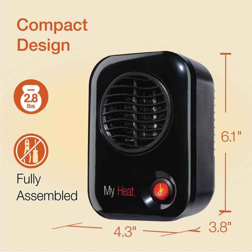 Black Ceramic Electric Personal Space Heater with Auto Shut-off