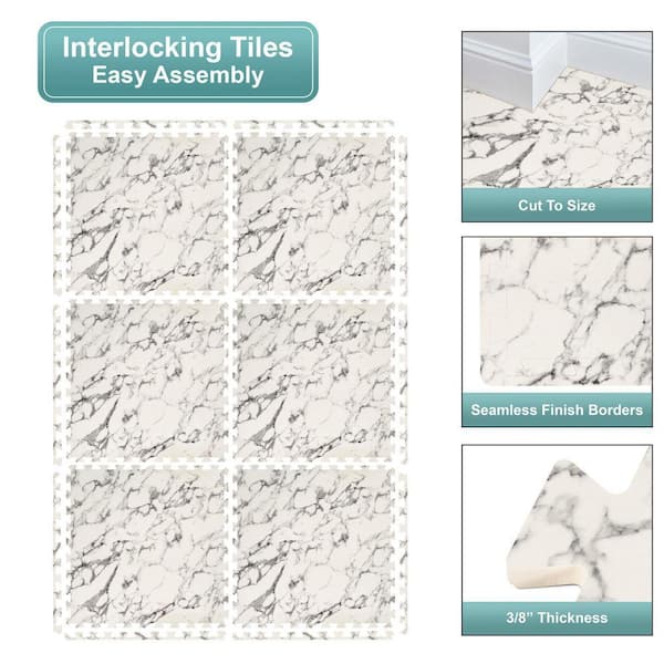Sorbus Marble White Residential 24 in. x 24 in. Interlocking
