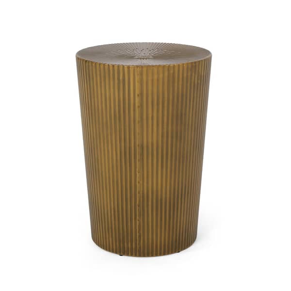 Unbranded Metal Outdoor Langseth Iron Sunburst Hammered End Table, Gold