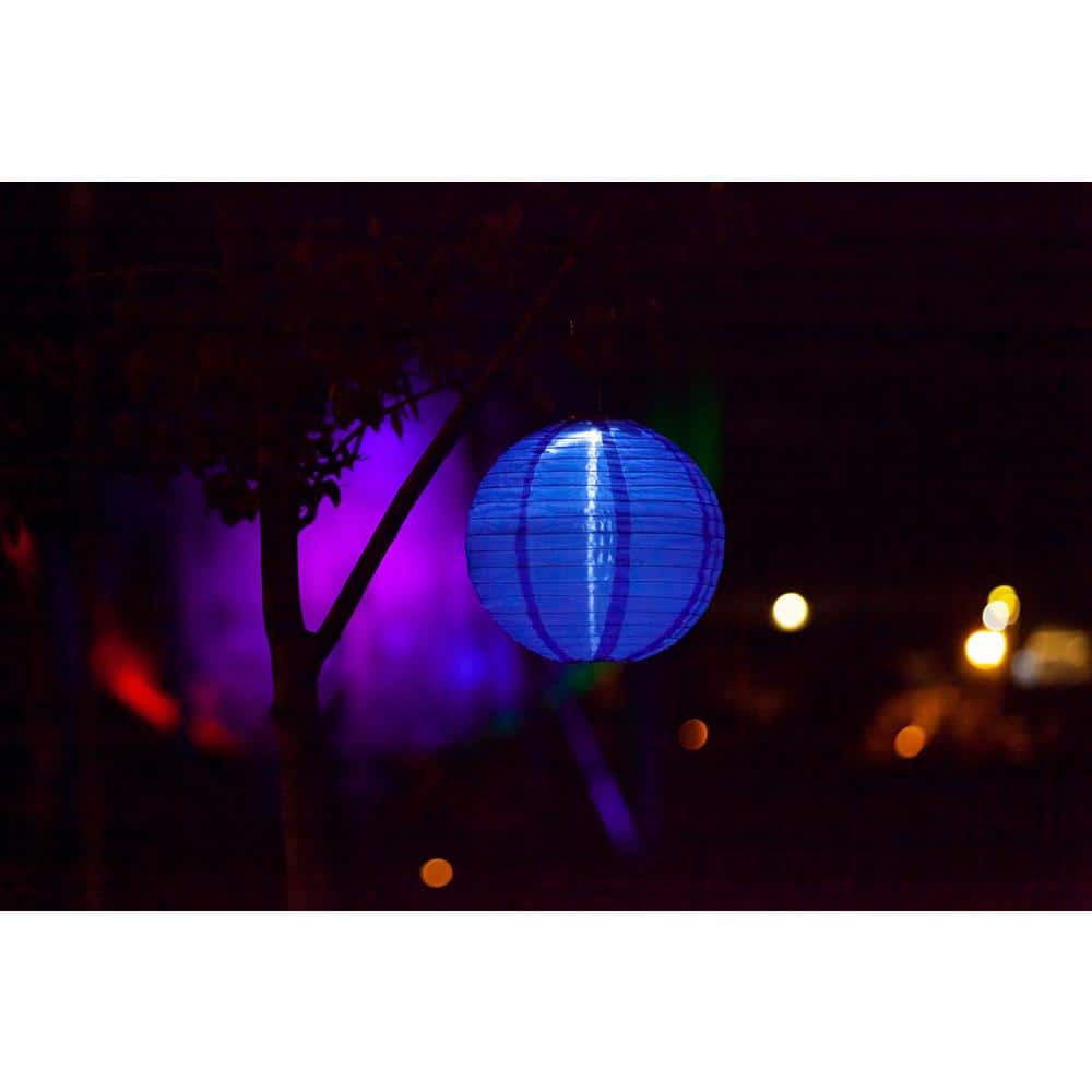 Cerulean Blue 12" Nylon Solar Lantern with LED Light