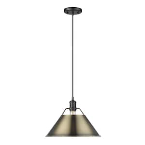 Orwell 100-Watt 1-Light Matte Black and Aged Brass Pendant Light