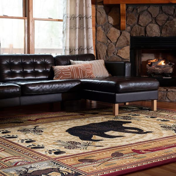 Nature Red 8 ft. x 10 ft. Lodge Area Rug