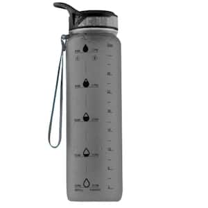 32 oz. Tritan Plastic Water Bottle with Time Marker - Gray