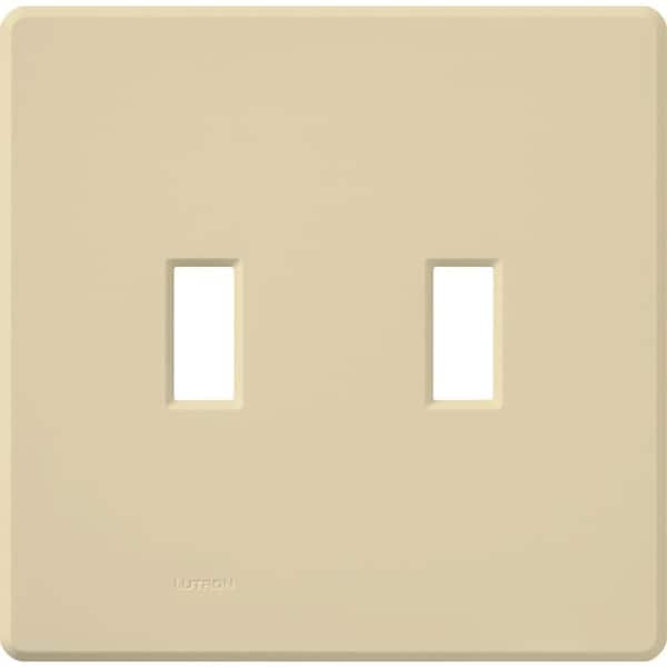 Lutron Fassada 2 Gang Toggle Switch Cover Plate for Dimmers and Switches, Ivory (FG-2-IV)