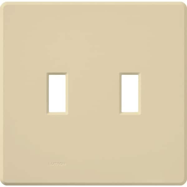 Lutron Fassada 2-Gang Toggle Switch Plastic Cover Wall Plate for Dimmers and Switches, Light Almond (FG-2-LA)