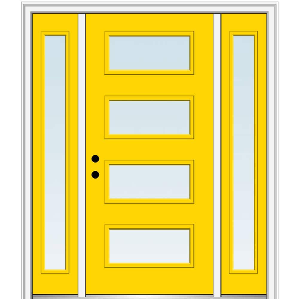 MMI Door 64.5 in. x 81.75 in. Celeste Right-Hand Inswing 4-Lite Clear Low-E  Painted Fiberglass Prehung Front Door w/ Sidelites Z0345582R - The Home 