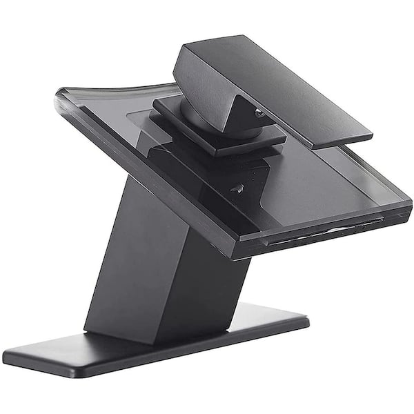 FLG Single Handle Single Hole Bathroom Faucet Waterfall Modern Sink Basin Taps with Deckplate Included in Matte Black