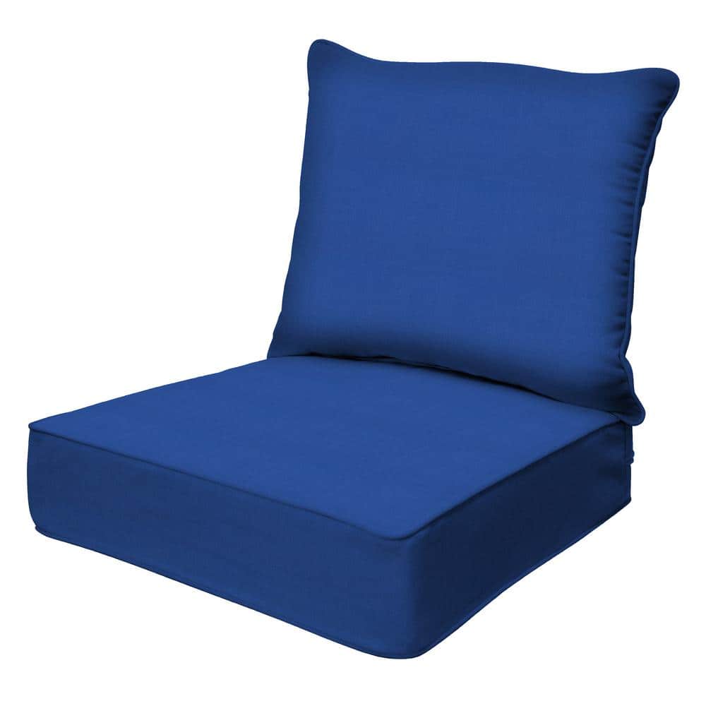 Outdoor Deep Seating Lounge Chair Cushion in Textured Solid Sapphire Blue