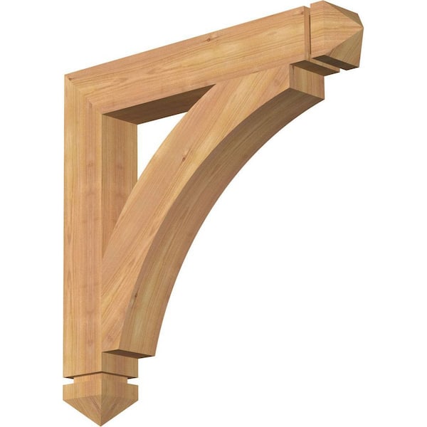 Ekena Millwork 3.5 in. x 24 in. x 24 in. Western Red Cedar Thorton Arts and Crafts Smooth Bracket