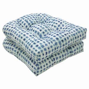 19 x 19 Outdoor Dining Chair Cushion in Blue/Ivory (Set of 2)