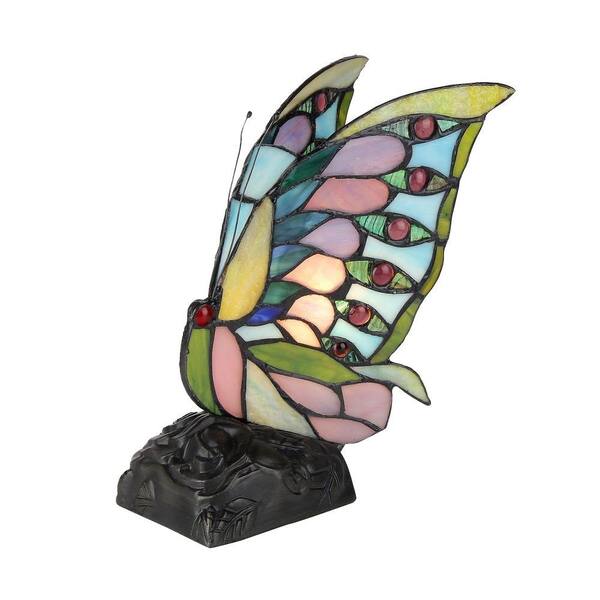Chloe Lighting Jacy 4 10 in. Tiffany-Style Butterfly Bronze Accent Table Lamp