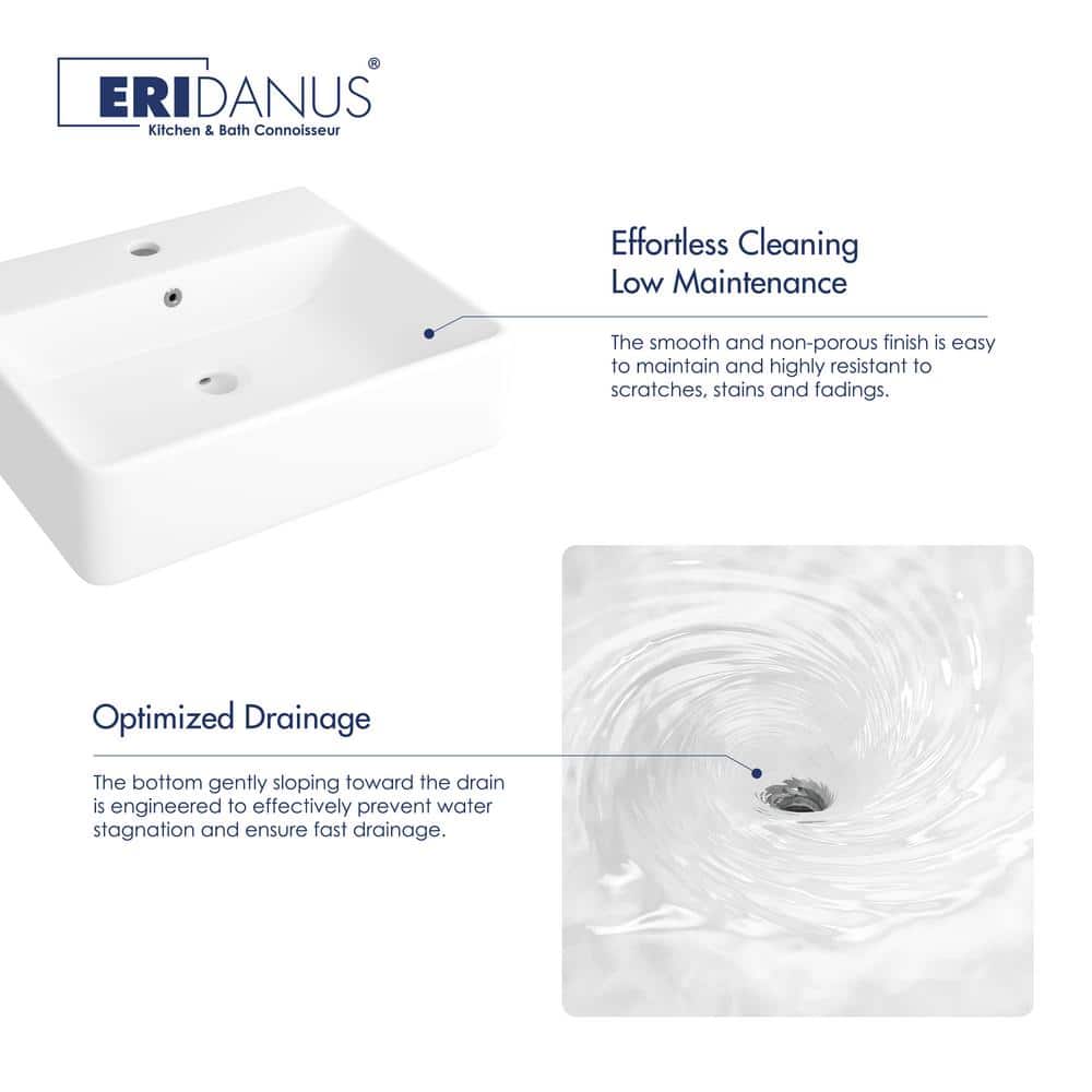 Turner 20" White Ceramic Rectangular Wall-Mount Bathroom Sink