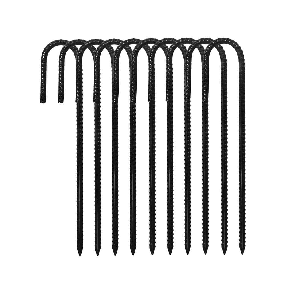 Angel Sar 16 in. Black J Hook Heavy Duty Rebar Stakes for