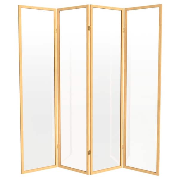 6 ft. Tall Clear Plastic Partition Natural 4 Panel