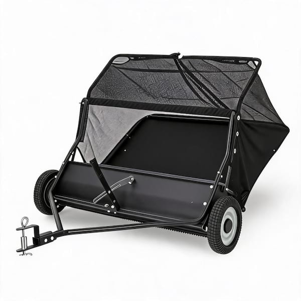 29 cu.ft. Extra-Large Heavy Duty 44 Inch Tow Behind Lawn Sweeper with Adjustable Brush Height