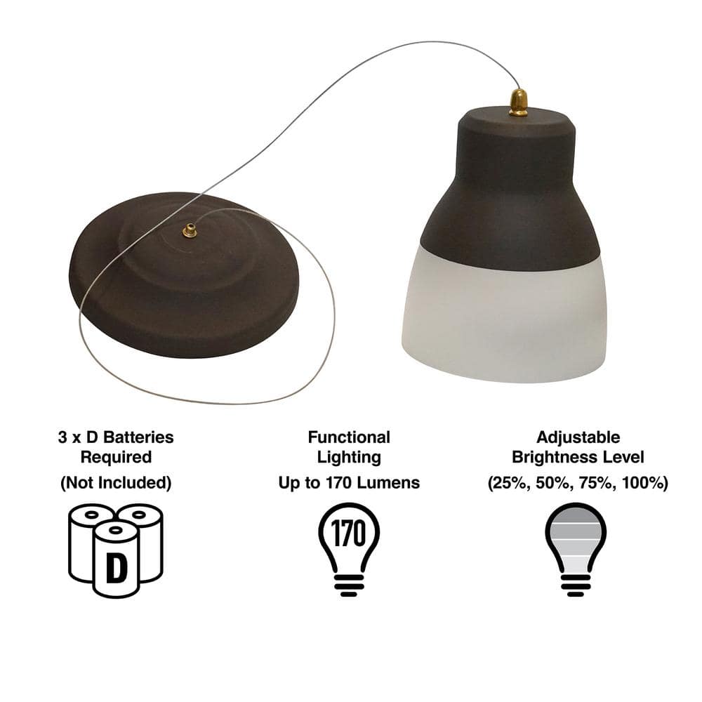 Bronze Mini Wireless LED Glass Pendant Light 10"