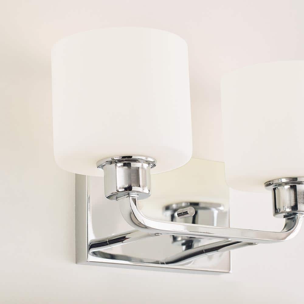 Canfield Chrome 2-Light Wall Sconce with Etched Glass Shade