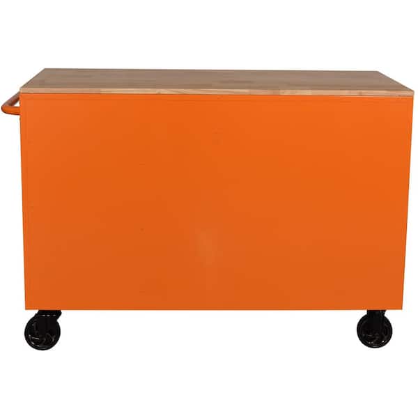 International 52 in. W x 24.5 in. D 10-Drawer Orange Mobile