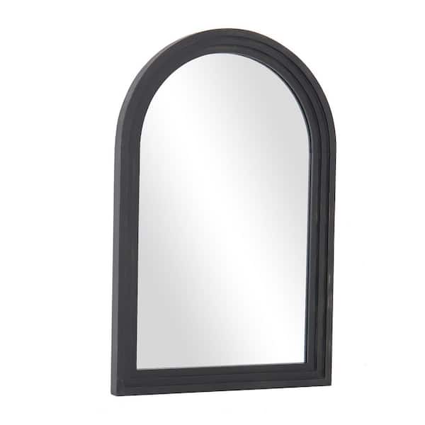 Black 30 in. W x 40 in. H Arched Wood Framed Wall Mirror