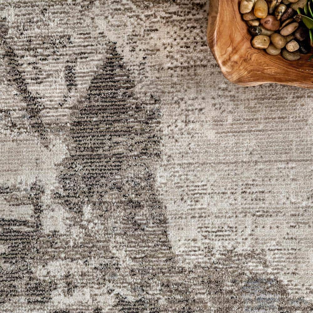 Light Brown Abstract Reversible Synthetic Area Rug