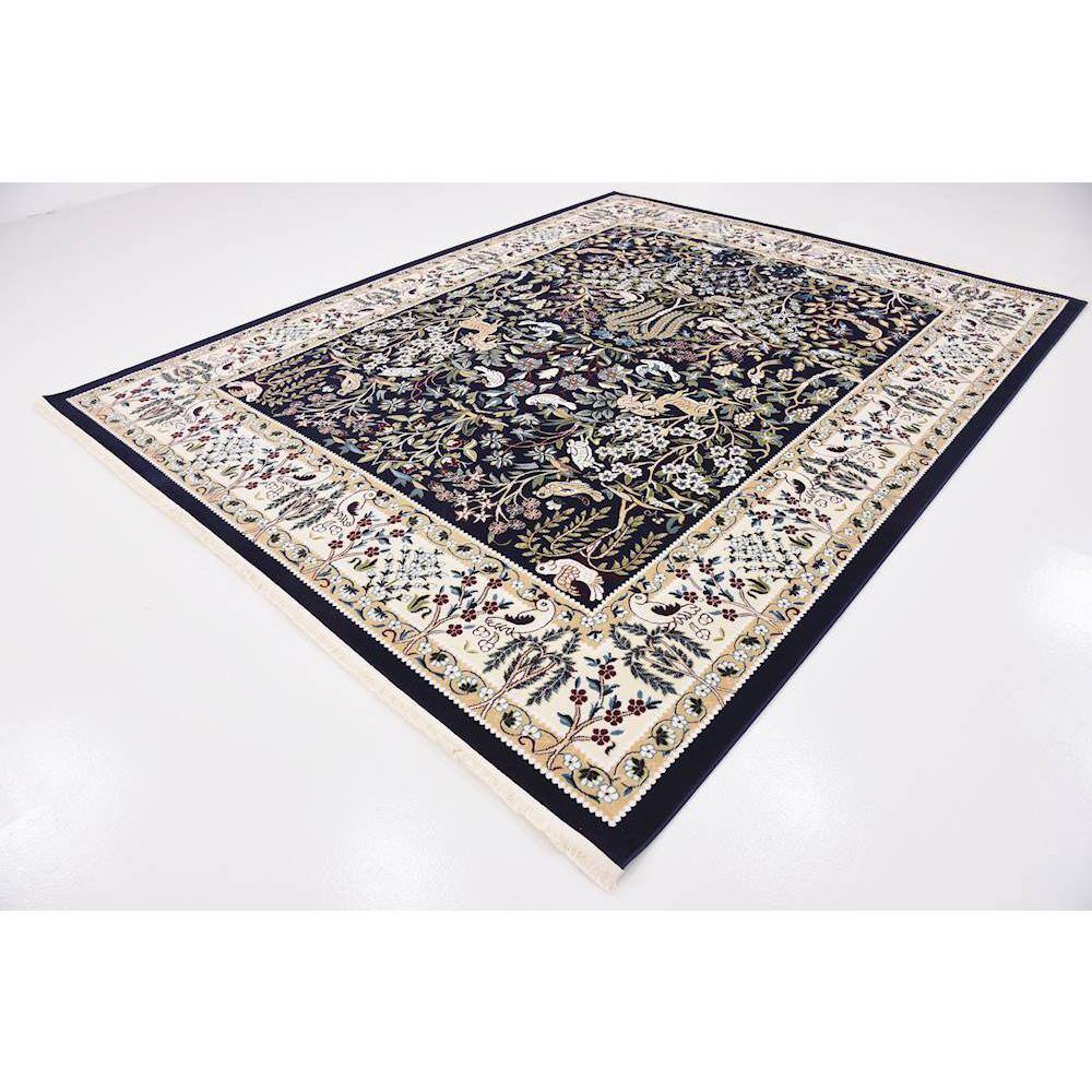 Navy Blue Floral Synthetic 8' x 10' Rectangular Area Rug
