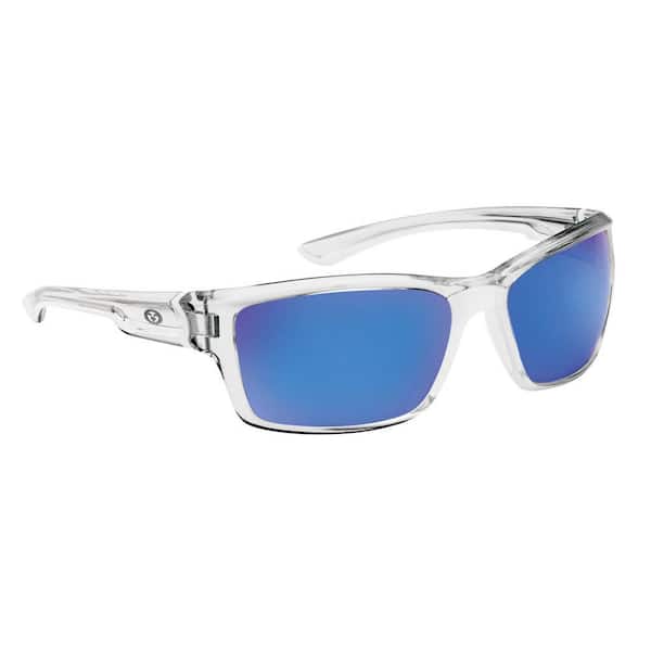Flying Fisherman Cove Polarized Sunglasses Crystal Frame with Smoke in Blue Mirror Lens