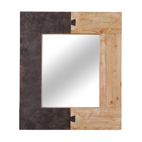 Manor Brook Medium Rectangle Brown Beveled Glass Casual Mirror (31.5 in. H x 27.25 in. W)