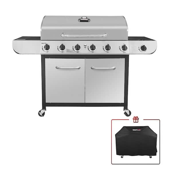 Royal Gourmet 6-Burner Propane Gas Grill in Stainless Steel with Sear Burner with Grill Cover