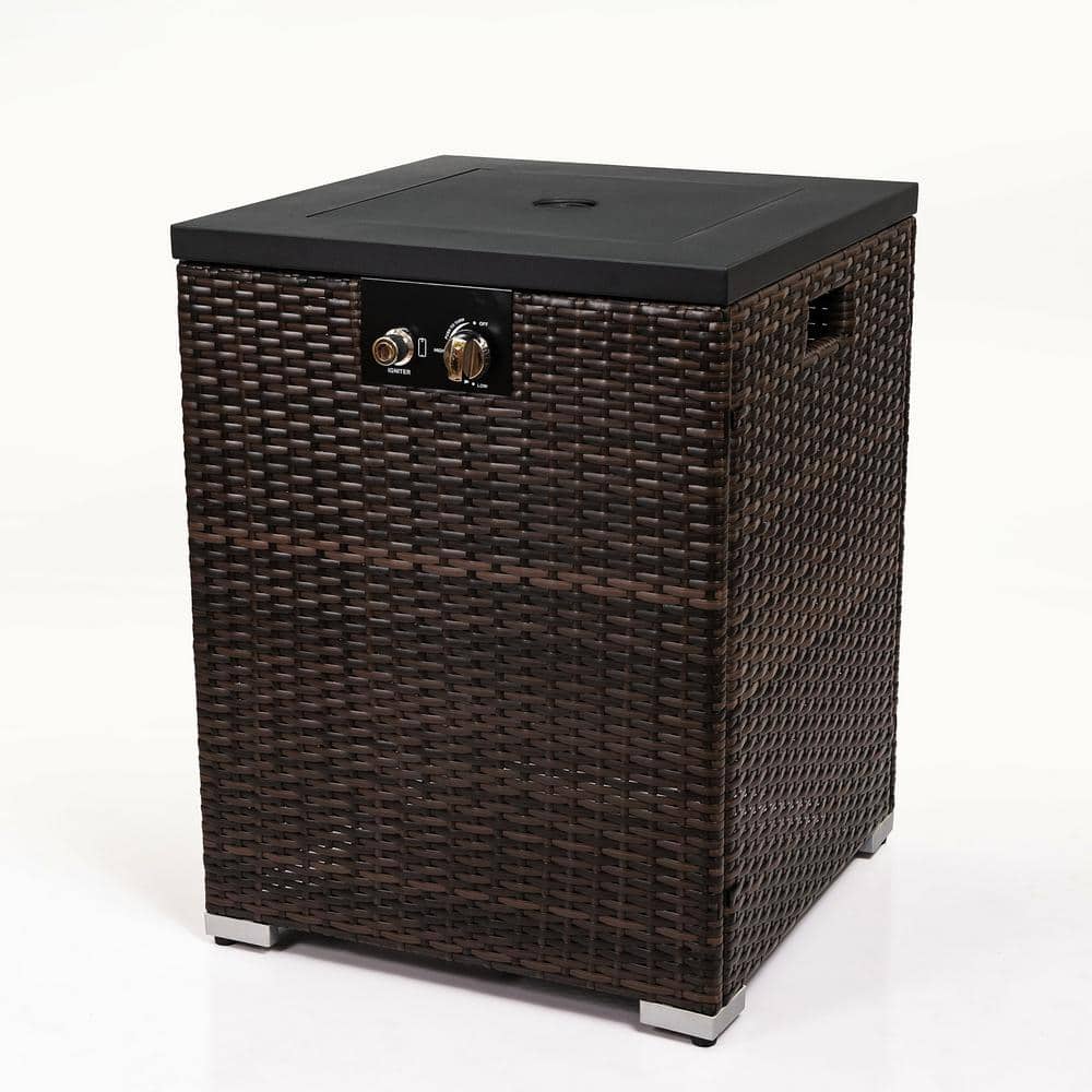 JimsMaison 21.7 in. W x 21.7 in. D x 28.7 in. H Square Steel Gas Outdoor Fire Pits in Dark Brown