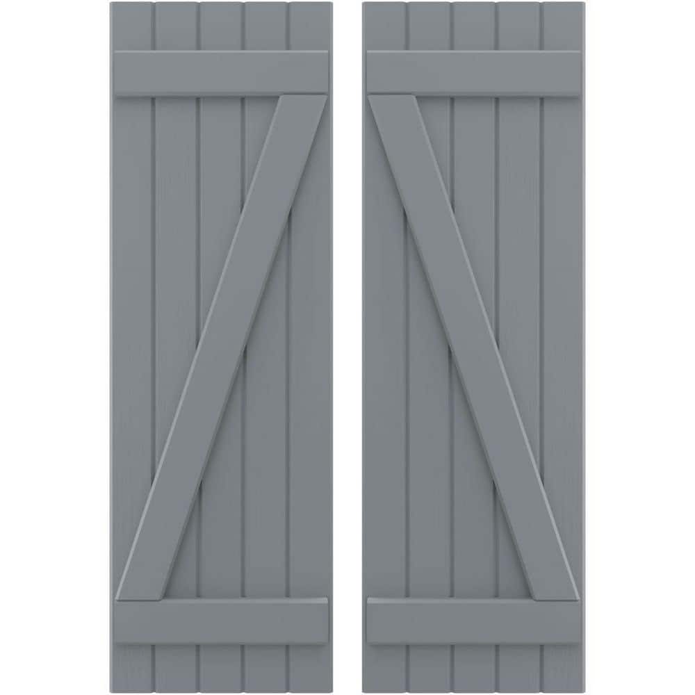17-1/2 in. W x 64 in. H Americraft 5-Board Exterior Real Wood Joined Board and Batten Shutters with Z-Bar in Ocean Swell price history on PriceWatchPro