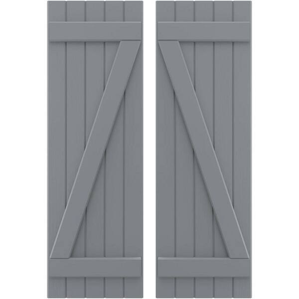 Ekena Millwork 17-1/2 in. W x 69 in. H Americraft 5-Board Exterior Real Wood Joined Board and Batten Shutters with Z-Bar in Ocean Swell
