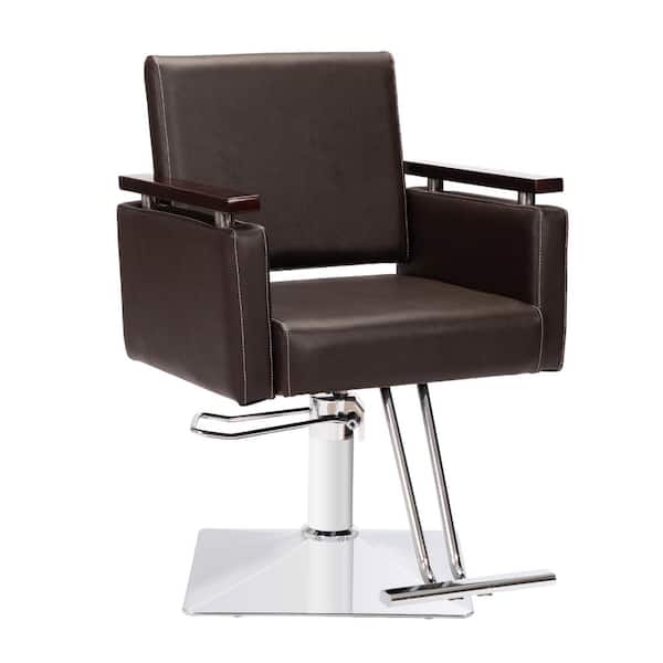 Aoibox Hydraulic Salon Chair for Hair Stylist, All Purpose Barber Chair, 360-Degree Rolling Swivel Spa Equipment, Dark Brown