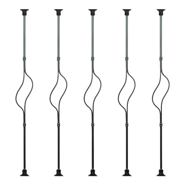 Afoxsos 44 in. x 4 in. Iron Crescent Balusters and Swivel Shoes-(5-Pack)