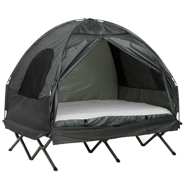 Outsunny 1-Person Polyester Taffeta Pop-Up Cot Tent with Simple Setup and Tough Materials A20-087 - Home Depot