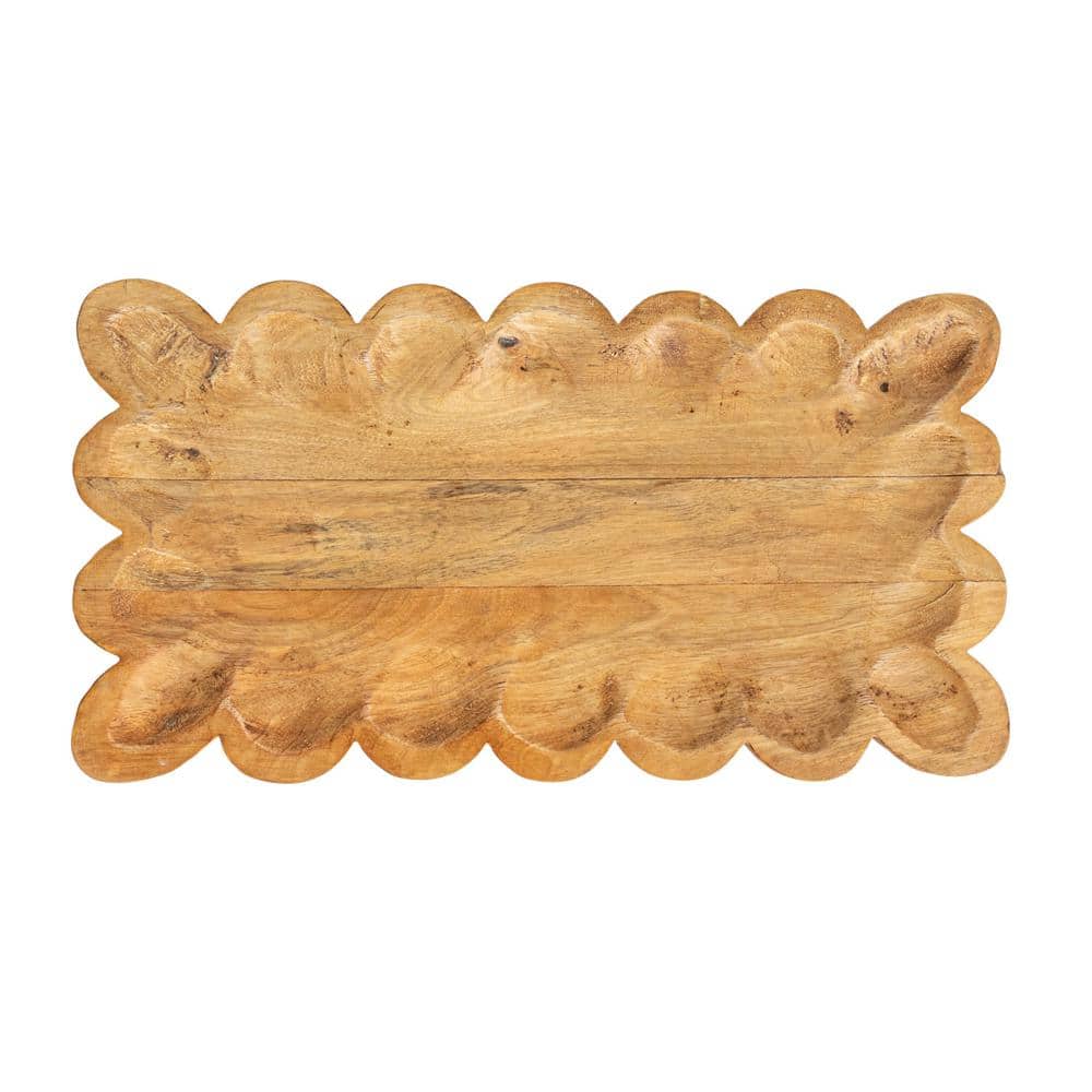 Natural Mango Wood Scalloped Edge Serving Tray
