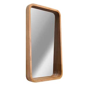 Contemporary Raised Lip Natural Wood Framed Wall Mirror - 13 in. x 17.5 in.
