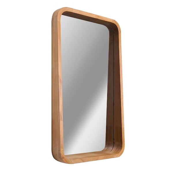 Deco Mirror Contemporary Raised Lip Natural Wood Framed Wall Mirror - 13 in. x 17.5 in.