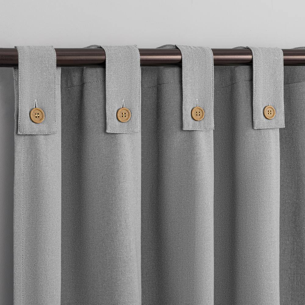 Gray Cotton Blend Tab Top Sheer Curtain Panel 40" x 63"