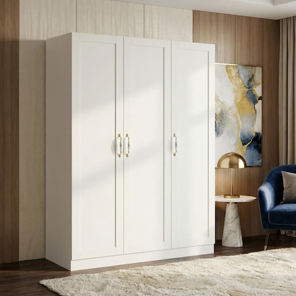 FUFU&GAGA 1-Piece White Wood 47.2 in. W Queen Bedroom Armoire Set