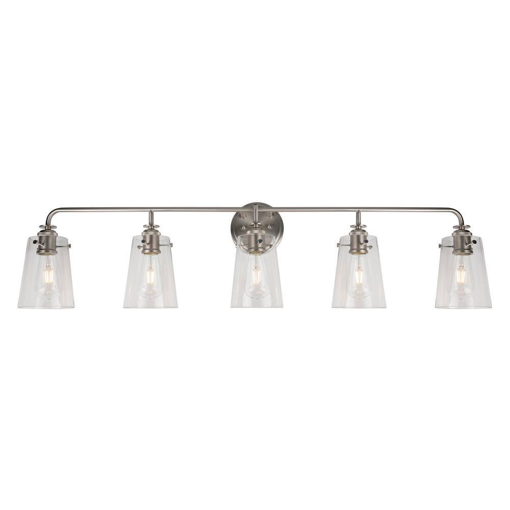 Ronna 5-Light Brushed Nickel Bath Vanity Light with Clear Glass price history on PriceWatchPro