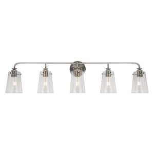 Ronna 5-Light Brushed Nickel Bath Vanity Light with Clear Glass